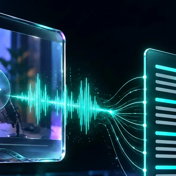 Audio flowing from a screen into a written transcript